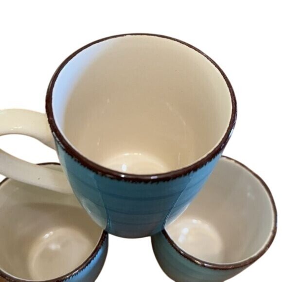 Set Of 3 Royal Norfolk Blue Gradient Ceramic Coffee Mugs - Picture 2 of 6